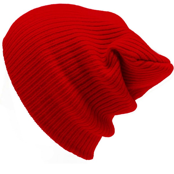 RED MENS LADIES KNITTED WOOLLY WINTER SLOUCH BEANIE HAT CAP ONE SIZE SKATEBOARD